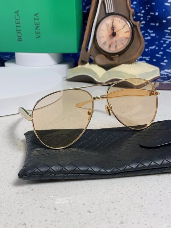 Bottega Veneta BV1305S Gold Frame Light Brown Lens Unisex Aviator Sunglasses main image 10